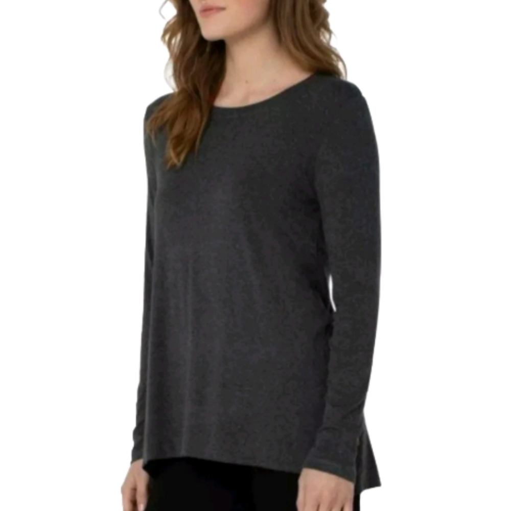 LIVERPOOL Jersey Long Sleeve scoop Tee in Heather Grey size Small